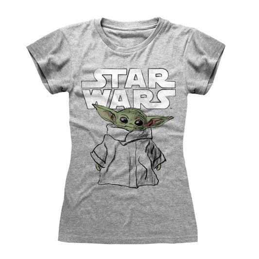 Mandalorian Child Sketch (Womens) Star Wars T-Shirt