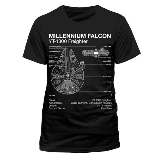 Millennium Falcon Blueprint Star Wars T-Shirt